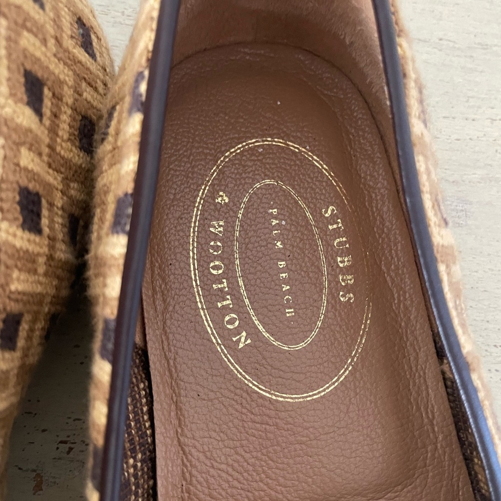 STUBBS & WOOTTON Kilim Print Needlepoint Smoking Slippers / Loafers 11 1/2 $600 - Picture 2 of 6